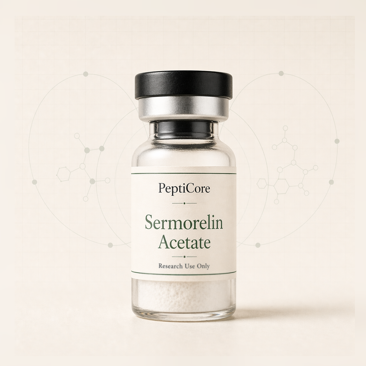Sermorelin research-use peptide vial from PeptidesPrescripts